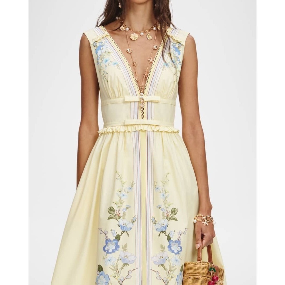 Self-Portrait Yellow Floral Midi Dress NWT Wedding Guest US 4 Small - Picture 8 of 12